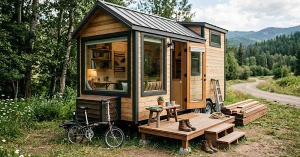Tiny Home on Wheels with Modern Wood Exterior