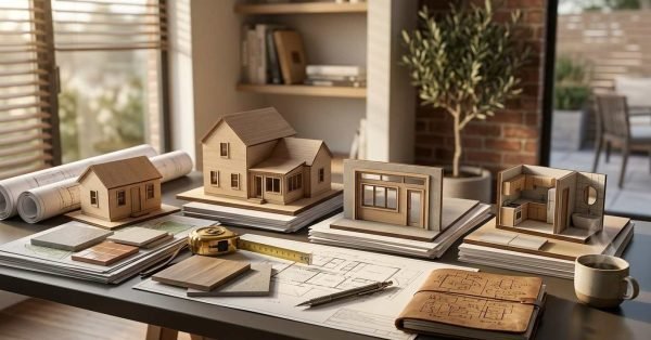 Architectural desk setup comparing California ADU types with four physical scale models, construction blueprints, material samples, and drafting tools. Picking the wrong type early costs real money. A homeowner who assumes a garage conversion is always cheapest sometimes discovers their garage sits on a slab that can't support a bathroom addition, and that single fact changes the entire budget. This guide breaks down what defines each ADU type and why the differences matter, walks through detached, attached, garage conversion, and JADU options one at a time, compares them side by side on cost and zoning, and helps you match the right type to your lot and your goals.
